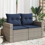 vidaXL Canapé de jardin 2 places avec coussins gris résine tressée