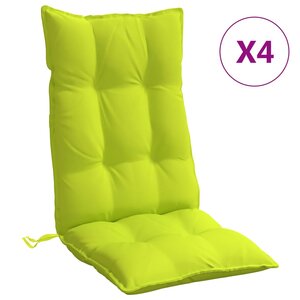 vidaXL Coussins de chaise à dossier haut lot de 4 vert vif
