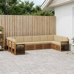 vidaXL Ensemble de canapé d'angle avec coussin 7 Pièces Naturel