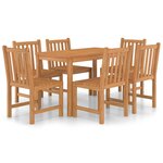 vidaXL Ensemble à manger de jardin 7 Pièces Bois de teck solide