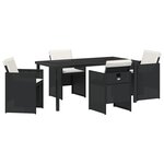 vidaXL Ensemble de Salle à Manger de Jardin de 5 Pièces avec Coussins en Rattan Poly Noir