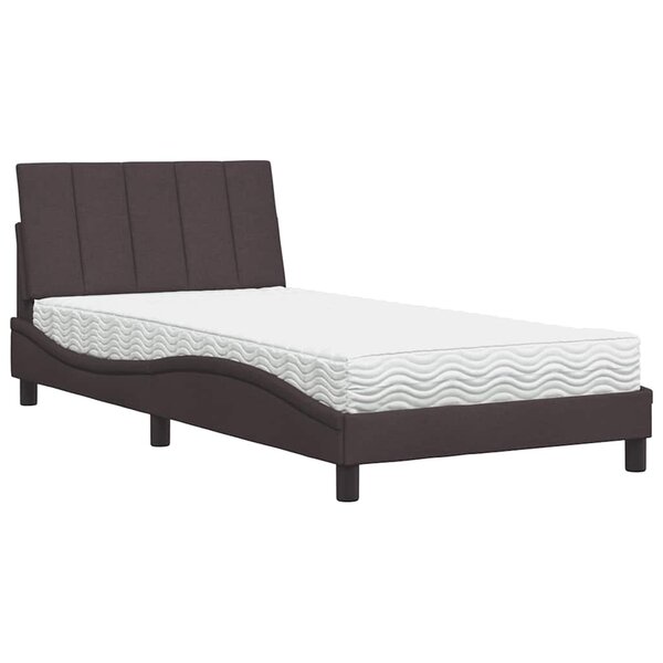 vidaXL Lit avec matelas marron foncé 100x200 cm tissu