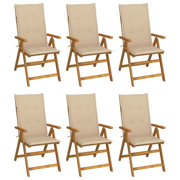 vidaXL Chaises pliables de jardin lot de 6 avec coussins Bois d'acacia