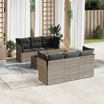 vidaXL Salon de jardin avec coussins 7 Pièces gris clair résine tressée