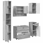 vidaXL Ensemble de mobilier de salle de bain 5 Pièces Gris Sonoma