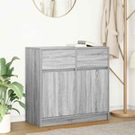 vidaXL Buffet avec tiroir sonoma gris 80x34x76 cm bois d'ingénierie
