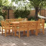 vidaXL Ensemble de salle à manger pour jardin 9 Pièces Marron