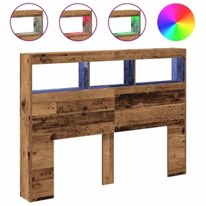 vidaXL Armoire tête de lit avec LED vieux bois 140x17x102 cm