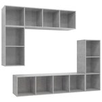 vidaXL Ensemble de meubles TV 4 Pièces Gris béton Bois d'ingénierie
