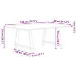 vidaXL Table à manger avec bord naturel 180x100x74cm bois massif chêne