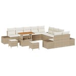 vidaXL Ensemble de canapé de jardin 13 Pièces Beige Poly rotin
