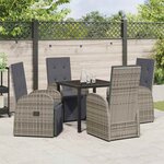 vidaXL Ensemble de salle à manger pour jardin 5 Pièces Gris polyrotin