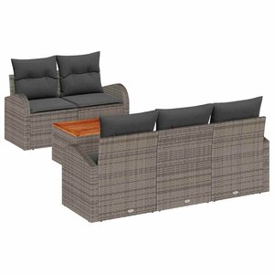 vidaXL Ensemble de canapé de jardin 6 Pièces Gris Poly rotin