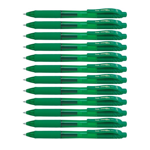 Stylo Roller Encre Gel Rétractable ENERGEL X BL107 Pointe 0 7 mm Vert x 12 PENTEL