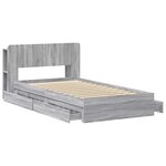 vidaXL Cadre de lit avec rangement avec tiroir Sonoma gris 90 x 190 cm
