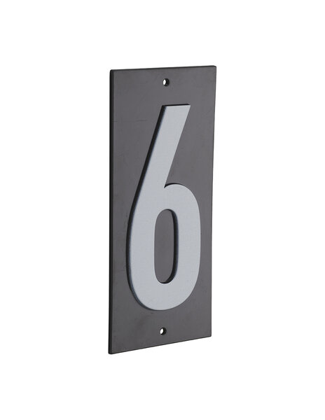 THIRARD - Plaque de signalisation 6  marquage blanc sur fond noir  panneau ABS à visser  56x120mm - THIRARD