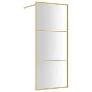 vidaXL Paroi de douche avec verre ESG transparent doré 80x195 cm