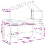 vidaXL Lit superposé et échelle et toit blanc 90x200cm bois pin massif