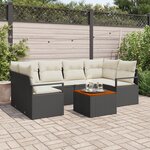 Canapés de jardin 7 pièces avec coussins Noir Rotin synthétique Acacia