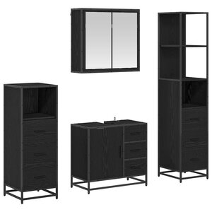 vidaXL Ensemble de mobilier de salle de bain 4 Pièces Chêne noir
