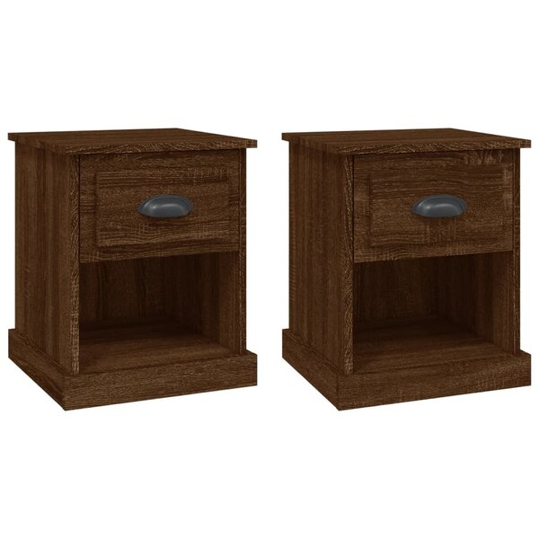 vidaXL Tables de chevet 2Pièces chêne marron 39x39x47 5cm bois ingénierie