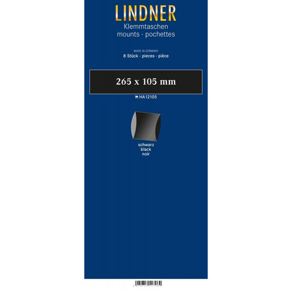 Bandes double soudure 265 x 105 mm pour blocs  carnets de timbres. Fond - Noir
