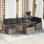 vidaXL Ensemble de canapé de jardin avec coussin 8 Pièces Gris Poly rotin