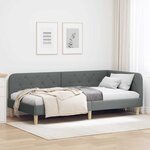 vidaXL Cadre de lit d'angle Gris foncé 90 x 200 cm tissu