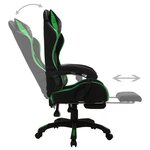 Chaise fauteuil siège pivotante de bureau informatique étude de jeux vidéo avec LED RVB et similicuir vert 02_0024216
