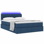 vidaXL Lit avec rangement et LED avec matelas Bleu 140 x 200 cm tissu