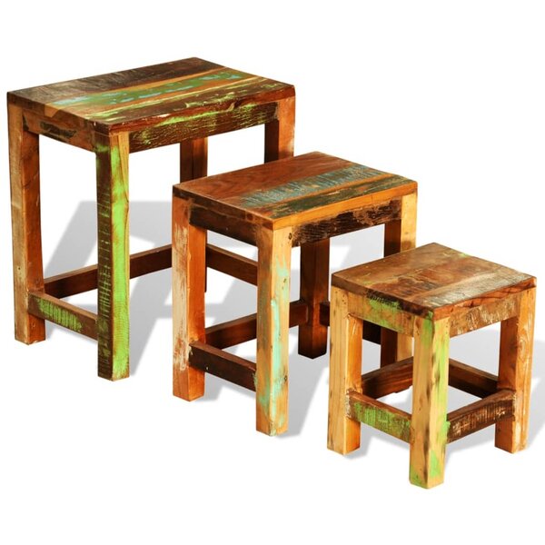 vidaXL Table gigogne 3 Pièces vintage Bois de récupération