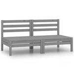 vidaXL Canapés centraux de jardin 2 Pièces gris bois de pin massif