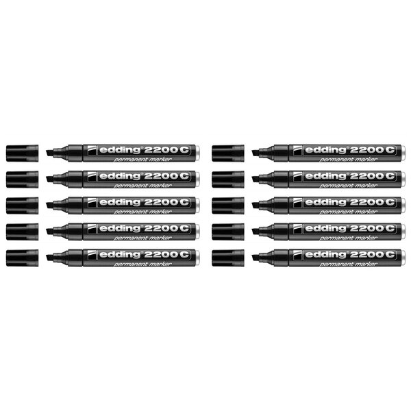 Marqueur Permanent 2200C Corps Alu Noir Pointe Biseau 1-5 mm x 10 EDDING