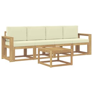 vidaXL Ensemble de canapés d'extérieur 5 pc Blanc et crème