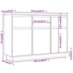 vidaXL Buffet blanc 110x34x75 cm bois massif de pin