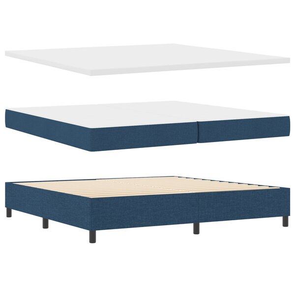 vidaXL Lit à ressort avec matelas et banc bleu 200x200 cm en tissu