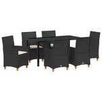 vidaXL Ensemble de salle à manger de jardin 7 pièces avec coussins Noir Poly Rattan