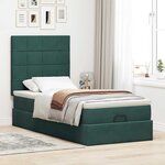 vidaXL Cadre de lit ottoman avec matelas vert foncé 90x190 cm velours