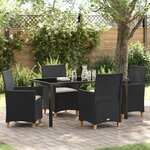 vidaXL Ensemble de salle à manger pour jardin 5 Pièces Noir polyrotin