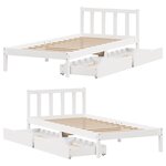 vidaXL Cadre de lit sans matelas blanc 90x200 cm bois de pin massif