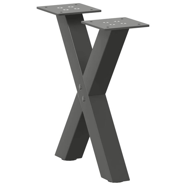 vidaXL Pieds de table basse en forme de X  2 pièces  anthracite  30 x (30-31) cm  acier