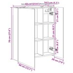vidaXL Armoire Miroir de Salle de Bain Gris Sonoma 60 x 14 5 x 70 cm