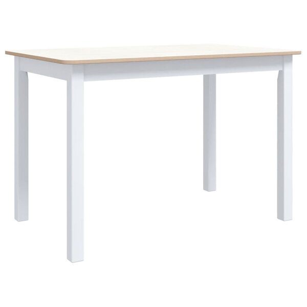 vidaXL Table à manger Blanc et marron 114x71x75 cm Bois d'hévéa massif