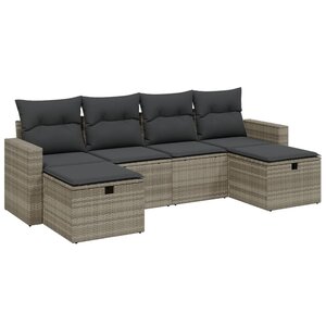 vidaXL Salon de jardin 6 Pièces avec coussins gris clair résine tressée