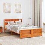 vidaXL Cadre de lit Marron cire 140 x 190 cm Bois massif en pin