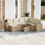 vidaXL Salon de jardin avec coussins 8 Pièces beige résine tressée