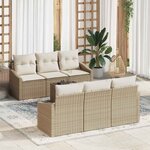 vidaXL Ensemble de canapé de jardin avec coussin 7 Pièces Beige et crème