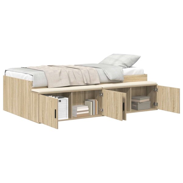 vidaXL Cadre de lit Chêne Sonoma 90 x 200 cm Bois d'ingénierie