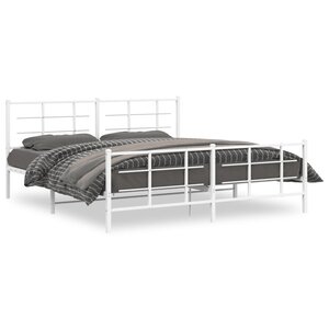 vidaXL Cadre de lit métal sans matelas et pied de lit blanc 183x213 cm