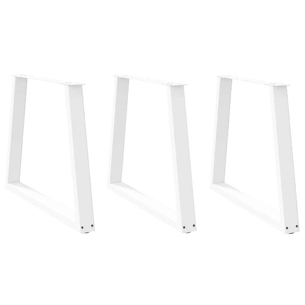 vidaXL Pieds de table à manger en forme de V  3 pièces  blanc  80 x (72-73 3) cm  acier